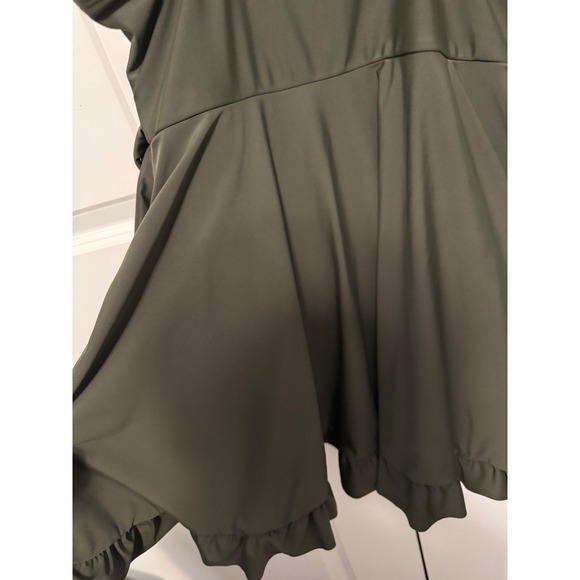 SHEKINI Women Olive Green Wrap Ruffle Swim Dress Tunic M - Picture 7 of 12